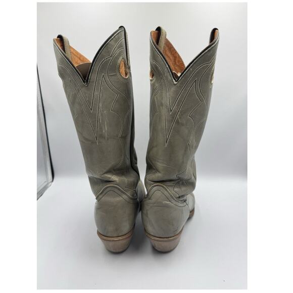 Gold Label TONY LAMA Mens Size 9 D Grey Leather Bockaroo Cowboy Western Boots - Picture 5 of 9